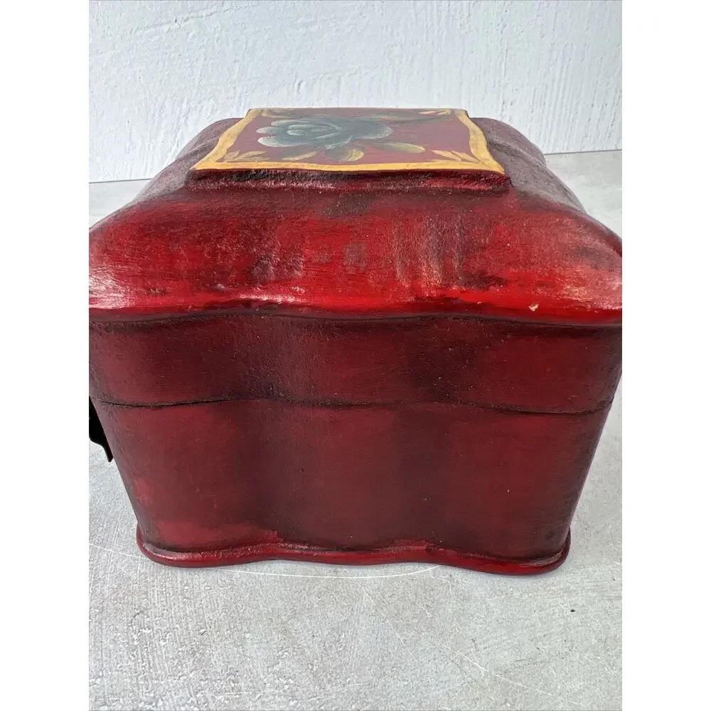 tole painted jewelry Storage‎ box 5”x4” MCM